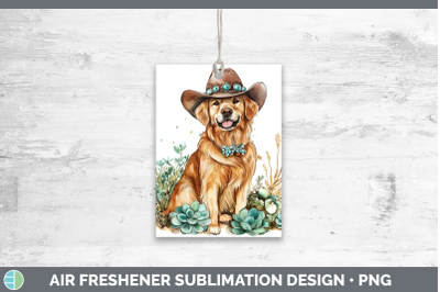 -09 Golden Retriever Air Freshener Western Cowboy Dogs Subli