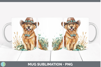 -09 Golden Retriever Mug Wrap Western Cowboy Dogs Sublimatio