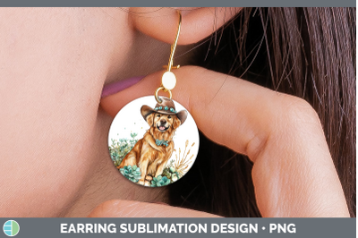 -09 Golden Retriever Round Earrings Western Cowboy Dogs Subl