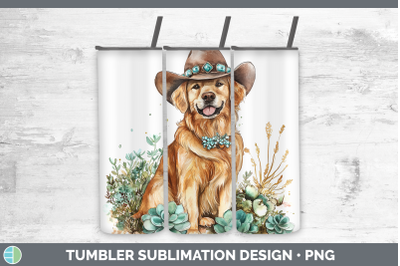 -09 Golden Retriever Tumbler Western Cowboy Dogs Sublimation