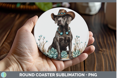 -10 Great Dane Round Coaster Western Cowboy Dogs Sublimation