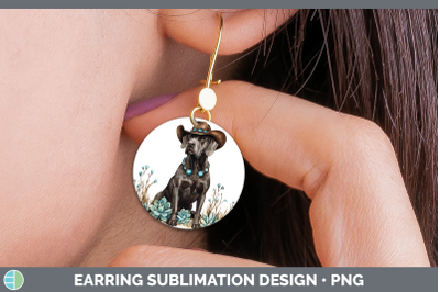 -10 Great Dane Round Earrings Western Cowboy Dogs Sublimatio