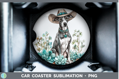 Greyhound Car Coaster Western Cowboy Dogs Sublimation Drink