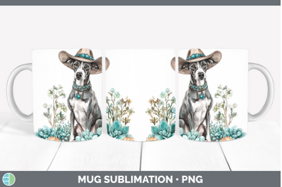 Greyhound Mug Wrap Western Cowboy Dogs Sublimation Coffee Cu