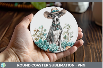 Greyhound Round Coaster Western Cowboy Dogs Sublimation Coas