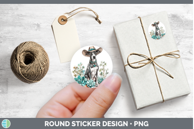 Western Cowboy Dogs Greyhound Stickers | Round Labels Design