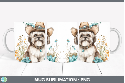 Lhasa Apso Mug Wrap Western Cowboy Dogs Sublimation Coffee C