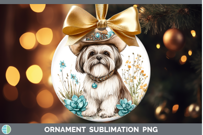 Lhasa Apso Ornament Western Cowboy Dogs Sublimation Bauble D
