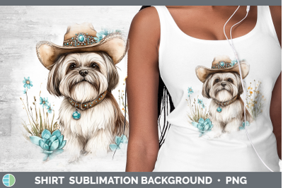 Lhasa Apso Shirt Western Cowboy Dogs Sublimation Background