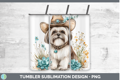 Lhasa Apso Tumbler Western Cowboy Dogs Sublimation 20 oz Ski