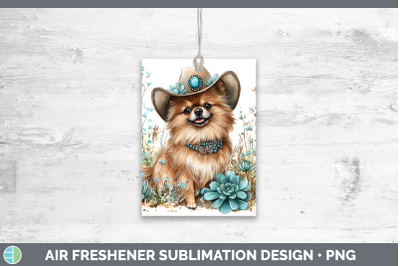 Pomeranian Air Freshener Western Cowboy Dogs Sublimation Car