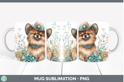 Pomeranian Mug Wrap Western Cowboy Dogs Sublimation Coffee C