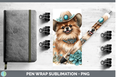 Pomeranian Pen Wrap Western Cowboy Dogs Sublimation Pen Desi