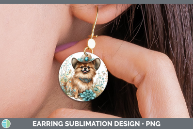 Pomeranian Round Earrings Western Cowboy Dogs Sublimation Ea