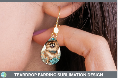 Pomeranian Teardrop Earrings Western Cowboy Dogs Sublimation