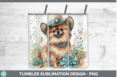 Pomeranian Tumbler Western Cowboy Dogs Sublimation 20 oz Ski