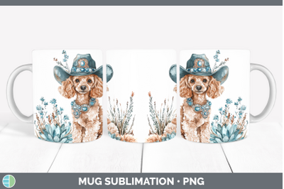 Poodle Mug Wrap Western Cowboy Dogs Sublimation Coffee Cup D