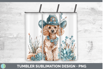 Poodle Tumbler Western Cowboy Dogs Sublimation 20 oz Skinny