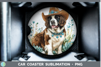 Saint Bernard Car Coaster Western Cowboy Dogs Sublimation Dr