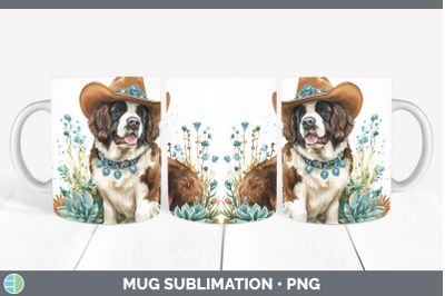 Saint Bernard Mug Wrap Western Cowboy Dogs Sublimation Coffe