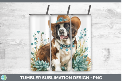 Saint Bernard Tumbler Western Cowboy Dogs Sublimation 20 oz