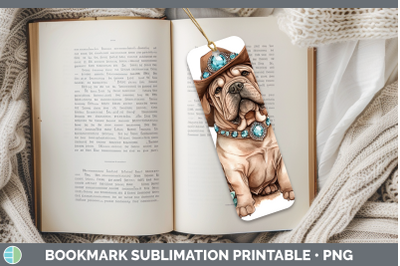 Shar Pei Bookmark Western Cowboy Dogs Sublimation Printable