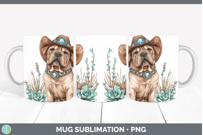 Shar Pei Mug Wrap Western Cowboy Dogs Sublimation Coffee Cup