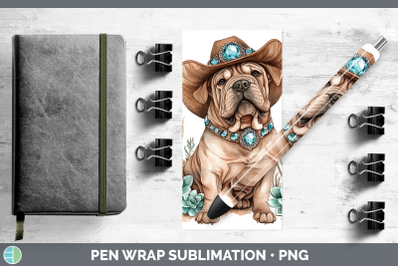 Shar Pei Pen Wrap Western Cowboy Dogs Sublimation Pen Design
