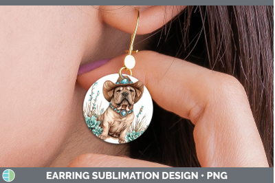 Shar Pei Round Earrings Western Cowboy Dogs Sublimation Earr