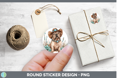 Western Cowboy Dogs Shar Pei Stickers | Round Labels Designs