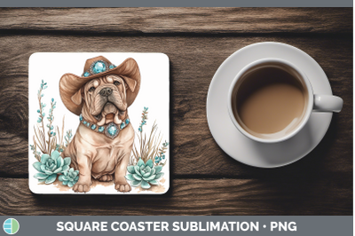 Shar Pei Square Coaster Western Cowboy Dogs Sublimation Drin