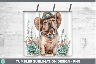 Shar Pei Tumbler Western Cowboy Dogs Sublimation 20 oz Skinn
