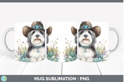 Old English Sheepdog Mug Wrap Western Cowboy Dogs Sublimatio