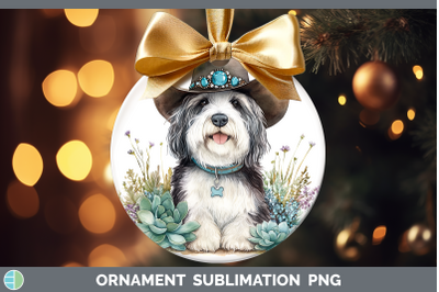 Old English Sheepdog Ornament Western Cowboy Dogs Sublimatio