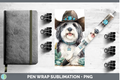 Old English Sheepdog Pen Wrap Western Cowboy Dogs Sublimatio