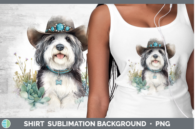 Old English Sheepdog Shirt Western Cowboy Dogs Sublimation B