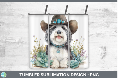 Old English Sheepdog Tumbler Western Cowboy Dogs Sublimation