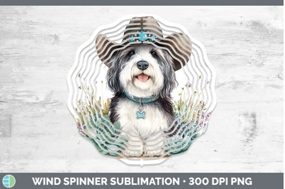 Old English Sheepdog Wind Spinner Western Cowboy Dogs Sublim