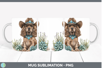 Cocker Spaniel Mug Wrap Western Cowboy Dogs Sublimation Coff