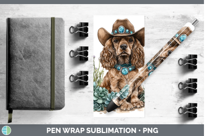 Cocker Spaniel Pen Wrap Western Cowboy Dogs Sublimation Pen