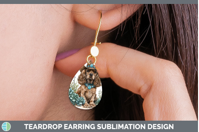 Cocker Spaniel Teardrop Earrings Western Cowboy Dogs Sublima