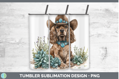 Cocker Spaniel Tumbler Western Cowboy Dogs Sublimation 20 oz
