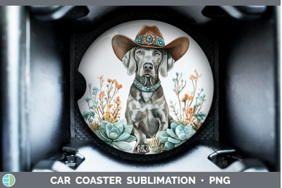 Weimaraner Car Coaster Western Cowboy Dogs Sublimation Drink