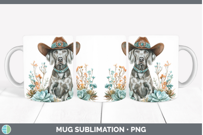 Weimaraner Mug Wrap Western Cowboy Dogs Sublimation Coffee C