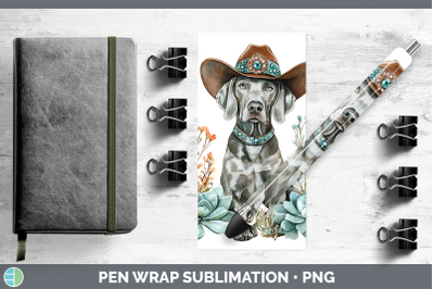 Weimaraner Pen Wrap Western Cowboy Dogs Sublimation Pen Desi