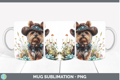 Yorkshire Terrier Mug Wrap Western Cowboy Dogs Sublimation C