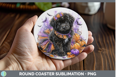 Newfoundland Round Coaster Dogs 03 Halloween Sublimation Coa