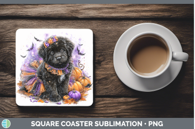 Newfoundland Square Coaster Dogs 03 Halloween Sublimation Dr