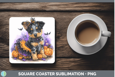 Australian Cattle Dog Square Coaster Dogs 03 Halloween Subli