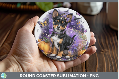 Basenji Round Coaster Dogs 03 Halloween Sublimation Coaster